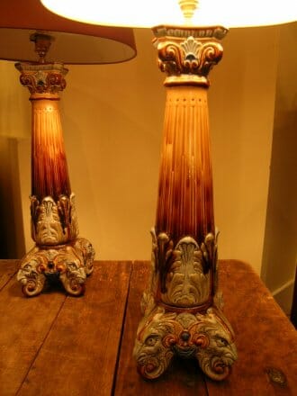 Pair of Majolica Lamps c.1910