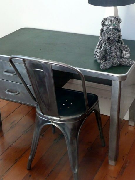 Industrial metal child's desk with drawers c.1930