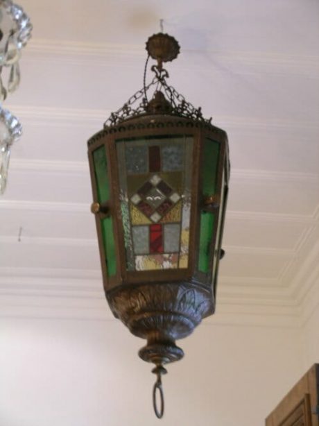 Copper and Stained Glass Lantern