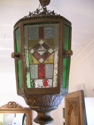 Copper and Stained Glass Lantern