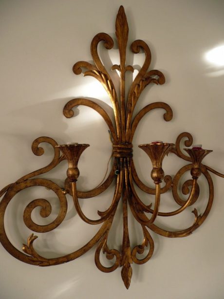 Pair of Italian Gilded Metal Wall Sconces - Palladio c.1950