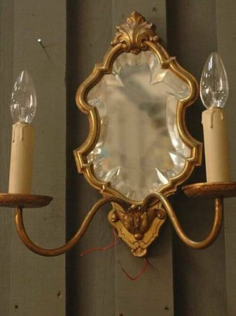 Pair of Gilt and bevelled mirror wall sconces c1920