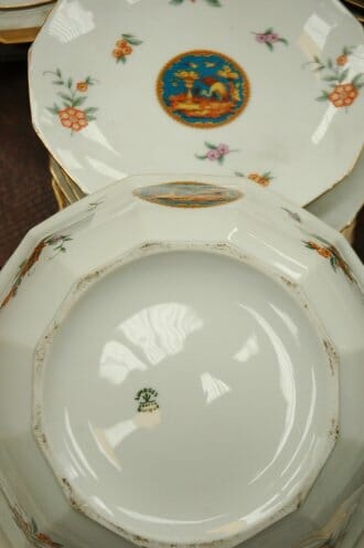 Vintage Limoges dinner set with chinoiserie motif