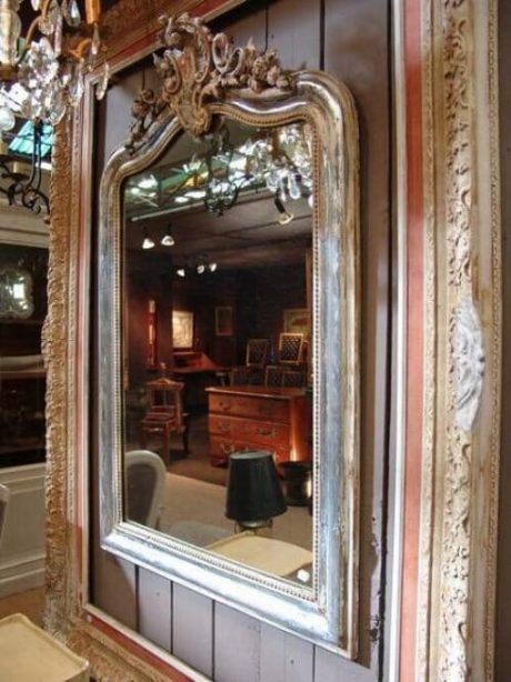 Louis XV style 19th century silver gilded mirror