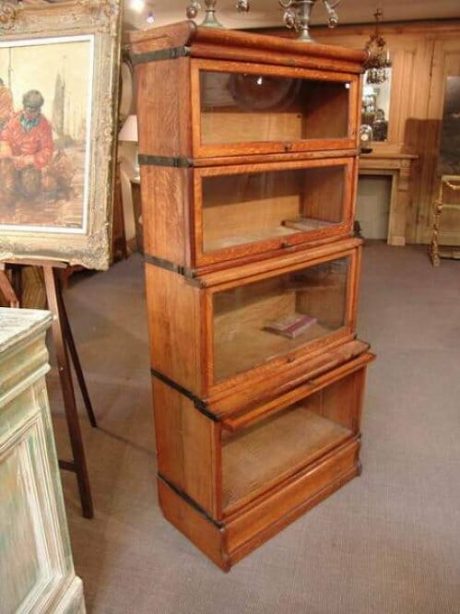 1930 French oak archive book cabinet