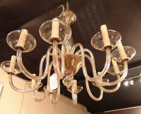 Italian hand blown glass chandelier from 1950