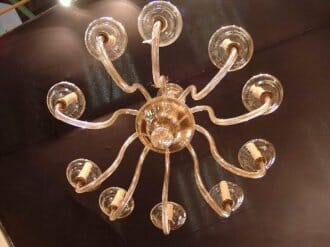 Italian hand blown glass chandelier from 1950