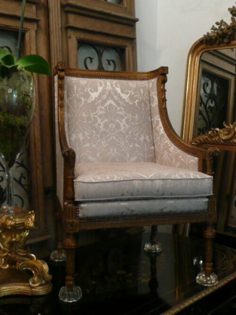 Gilded LXVI style chair with new upholstery c.1890