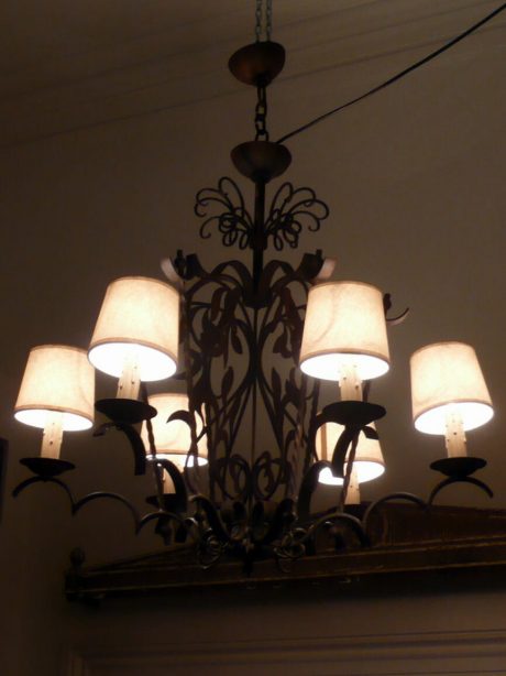 Six-arm hand forged iron Chandelier c.1940's