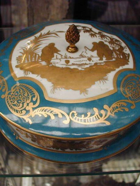 Antique Limoges lidded dish with gilt decoration