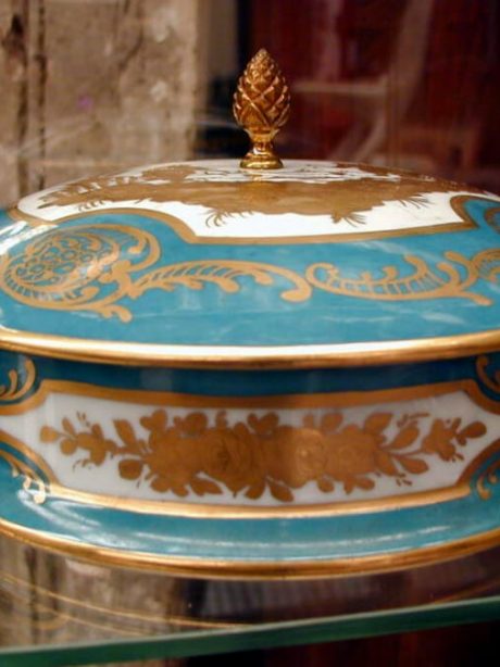 Antique Limoges lidded dish with gilt decoration