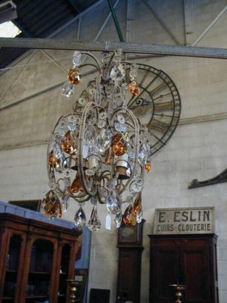 French 1940s amber and glass chandelier