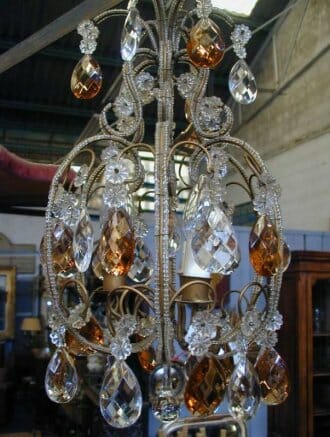 French 1940s amber and glass chandelier