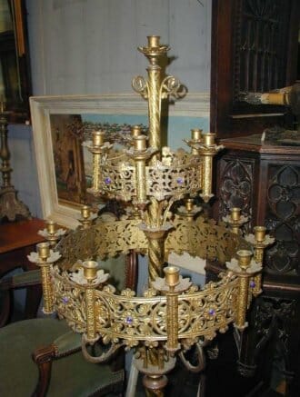 Napoleon III brass and bronze ecclesiastical candlestick c.1870