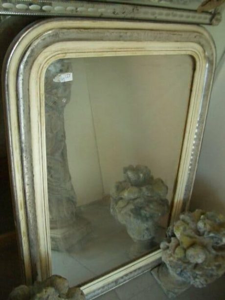 Antique Louis Philippe silver gilt and cream gesso mirror c.1840