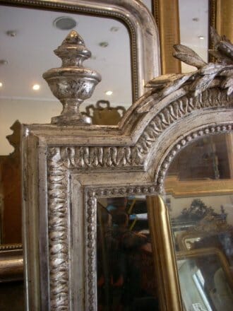 Antique Napoleon III silver gilded mirror c.1860