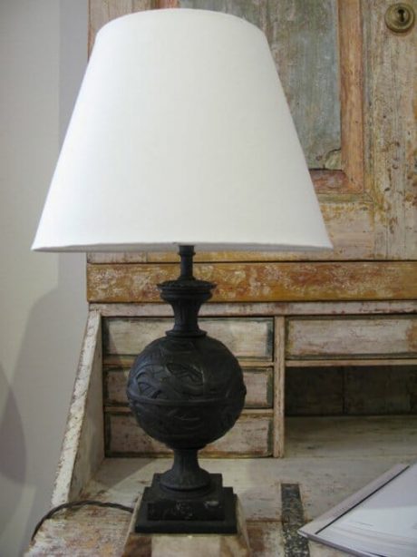 19th century french spelter table lamp with marble base
