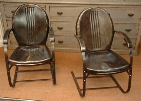 Pair of moulded metal armchairs from Ohio c.1950