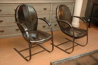 Pair of moulded metal armchairs from Ohio c.1950