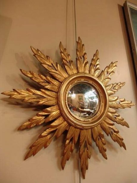 1950s french gilded starburst with convex mirror