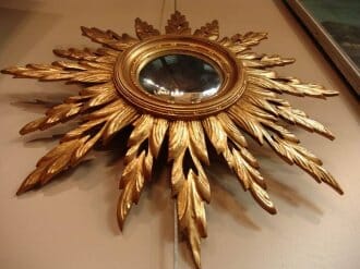 1950s french gilded starburst with convex mirror