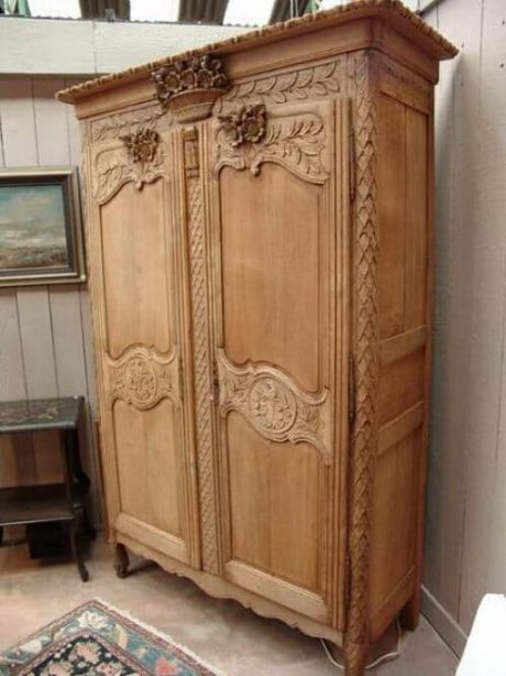 Bleached oak antique wedding armoire c.1870