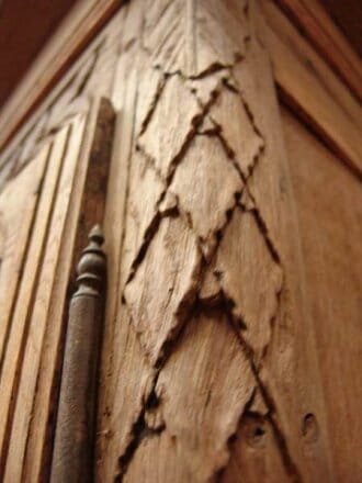 Bleached oak antique wedding armoire c.1870