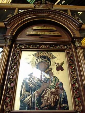 Painted Russian icon of our Lady of Perpetual Secour 1899