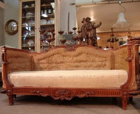 Spectacular mahogany Louis XVI style sofa c1890