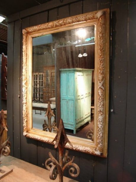 Wooden and gilded plaster mirror with foliate detailing c.1880