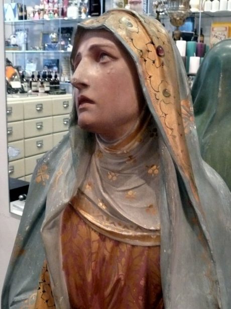 French 1920s painted plaster statue of the Virgin Mary