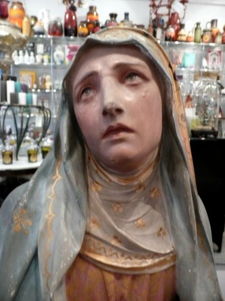 French 1920s painted plaster statue of the Virgin Mary