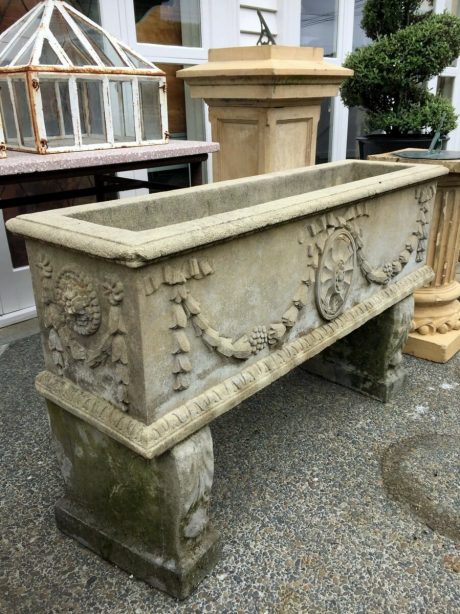 Nicely weathered composite stone Haddonstone trough