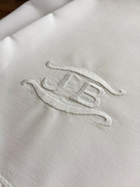 Trio of Antique French linen JB Monogrammed Sheet sets c.1910-1920