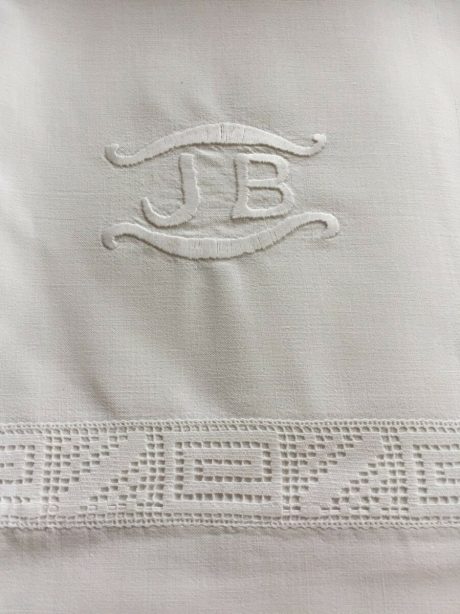 Trio of Antique French linen JB Monogrammed Sheet sets c.1910-1920