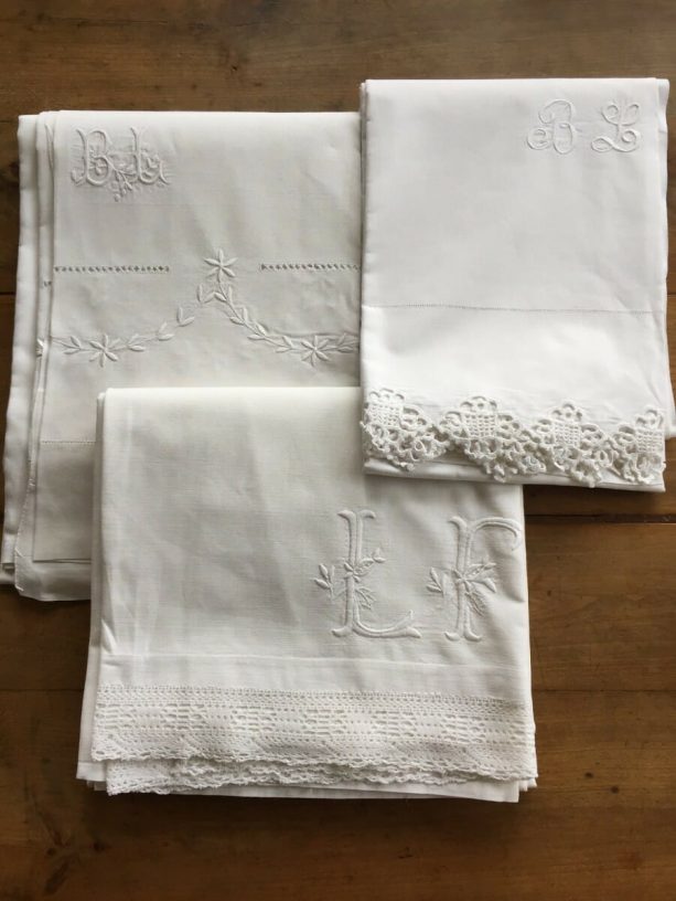 Selection of Antique French linen Monogrammed Sheets c.1900 – European ...