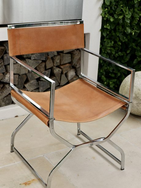 1970's  leather and chrome Italian Directors chairs