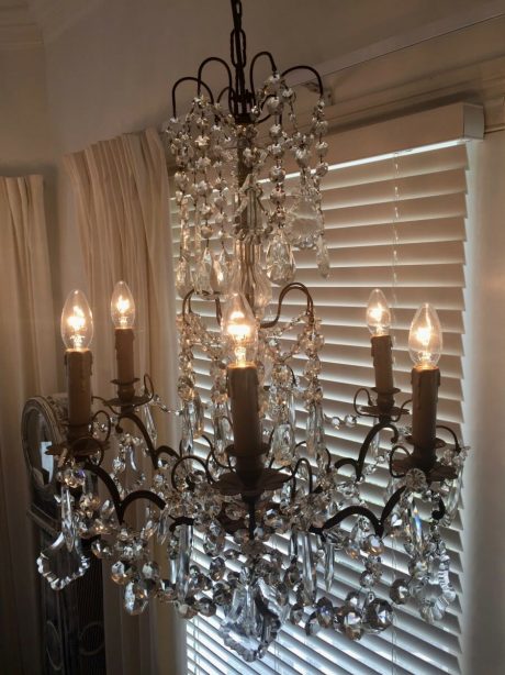 Antique French Crystal six arm Chandelier