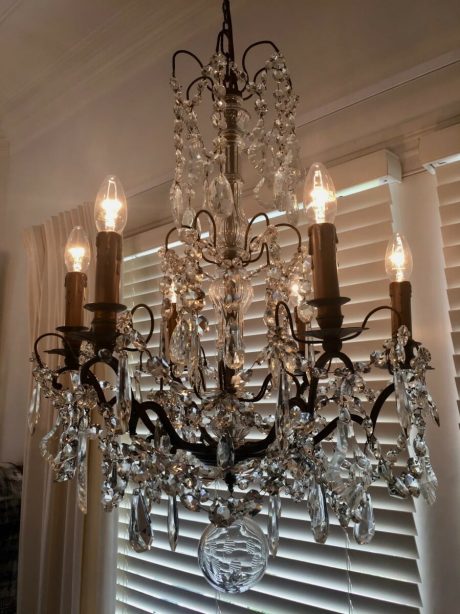 Antique French Crystal six arm Chandelier