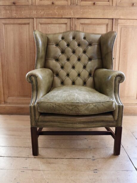 Edwardian Leather Studded Wingback chair c.1910