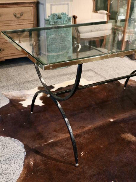 1960's French steel brass and glass dining table