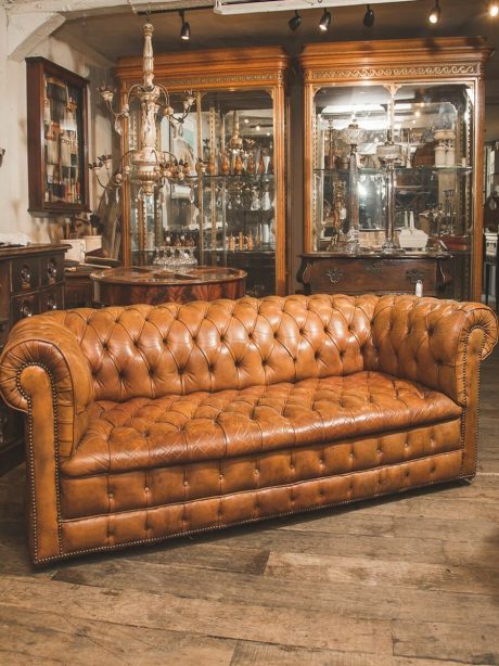 English vintage leather chesterfield in wonderful condition