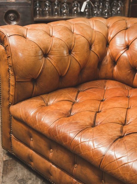 English vintage leather chesterfield in wonderful condition