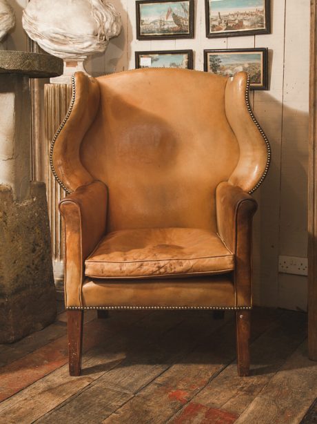 English leather wing chair c.1900