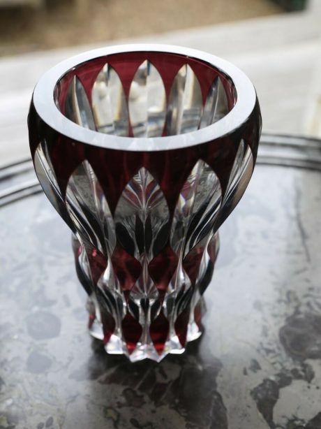 Aubergine cut to clear crystal Graffart Val St Lambert vase