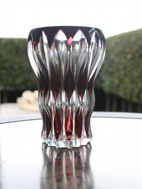 Aubergine cut to clear crystal Graffart Val St Lambert vase