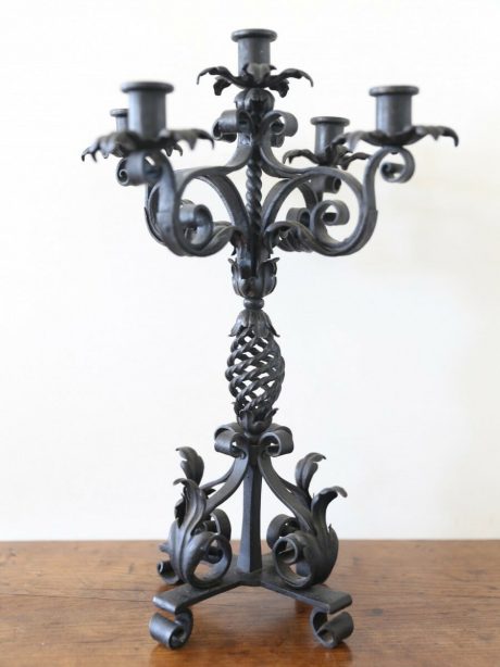 Pair of four arm hand forged candelabras c.1940.