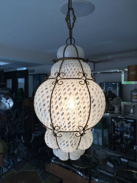 Mid century Venetian glass caged lantern