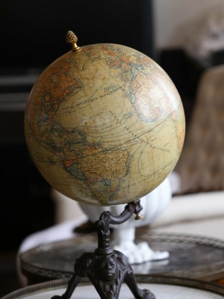 French 19th century terrestrial globe J. Lebegue a Bruxelles.