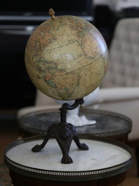 French 19th century terrestrial globe J. Lebegue a Bruxelles.